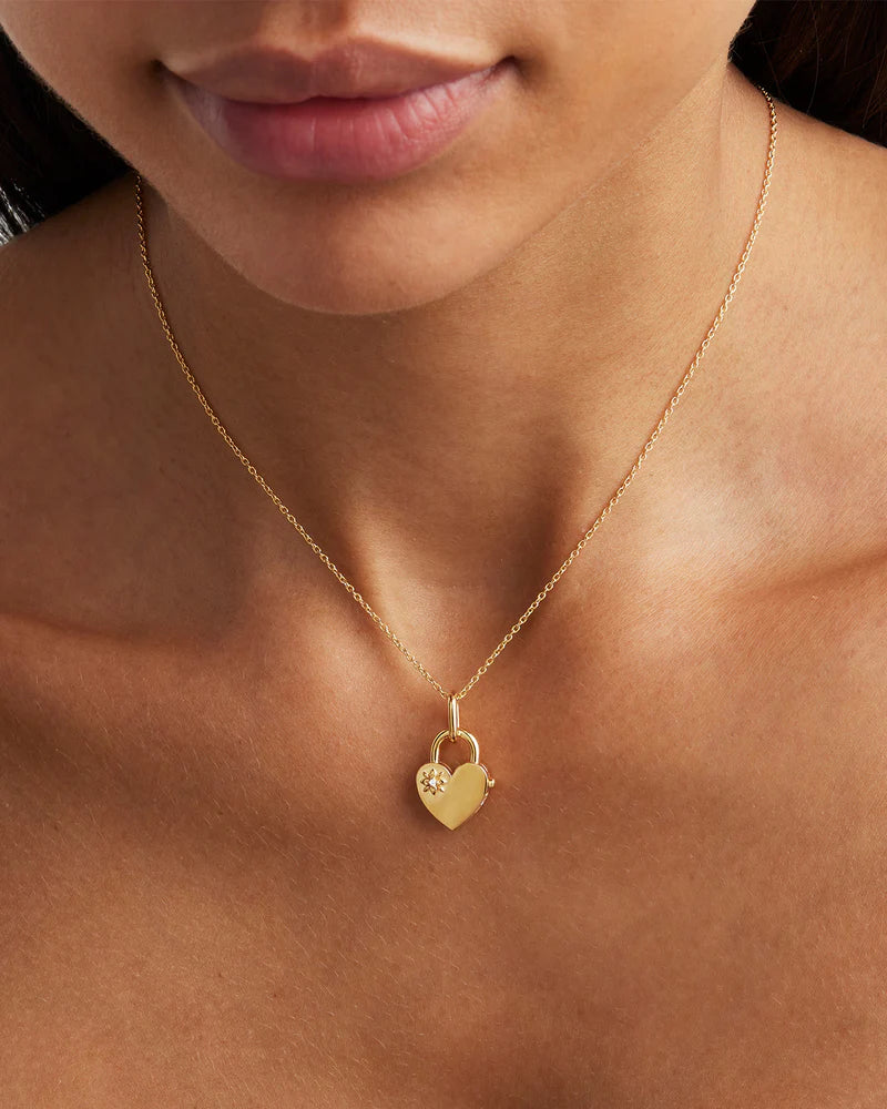 By Charlotte Connected Hearts Padlock Pendant - 18k Gold Vermeil