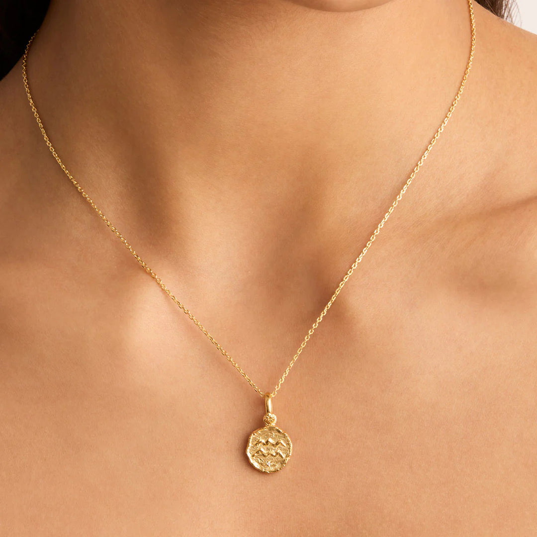 By Charlotte Love Cosmic Zodiac Reversible Annex Link Pendant - Aquarius - 18k Gold Vermeil