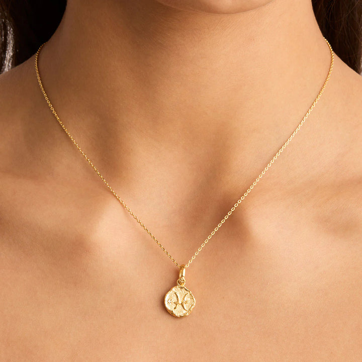 By Charlotte Love Cosmic Zodiac Reversible Annex Link Pendant - Pisces - 18k Gold Vermeil