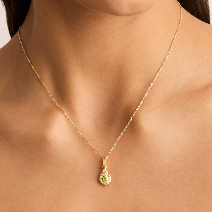 By Charlotte With Love Birthstone Annex Link Pendant - August/Peridot - 18k Gold Vermeil