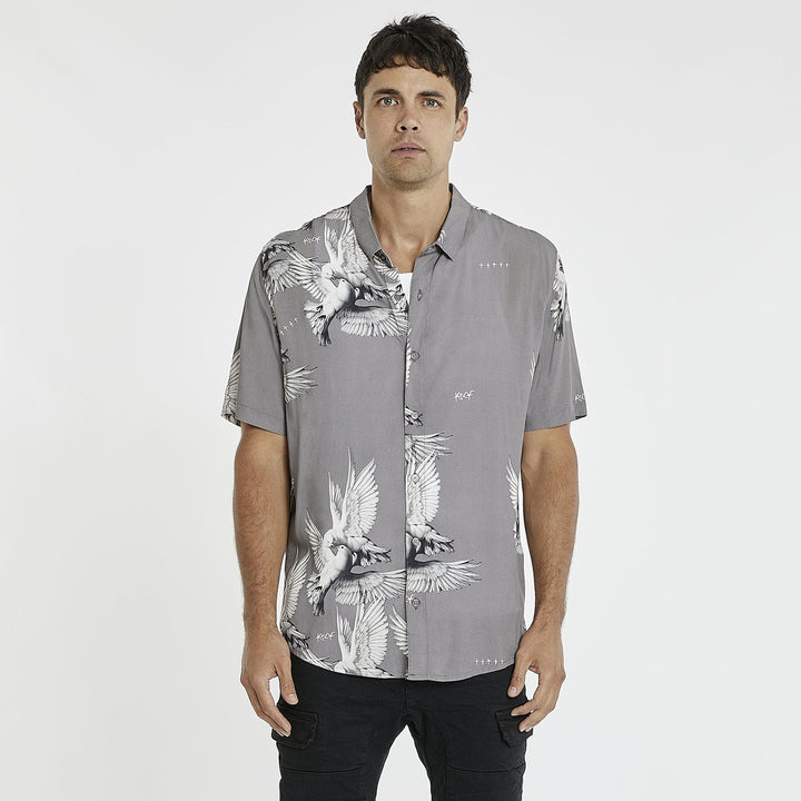 Kiss Chacey Pais Tropical Relaxed Short Sleeve Shirt - Charcoal
