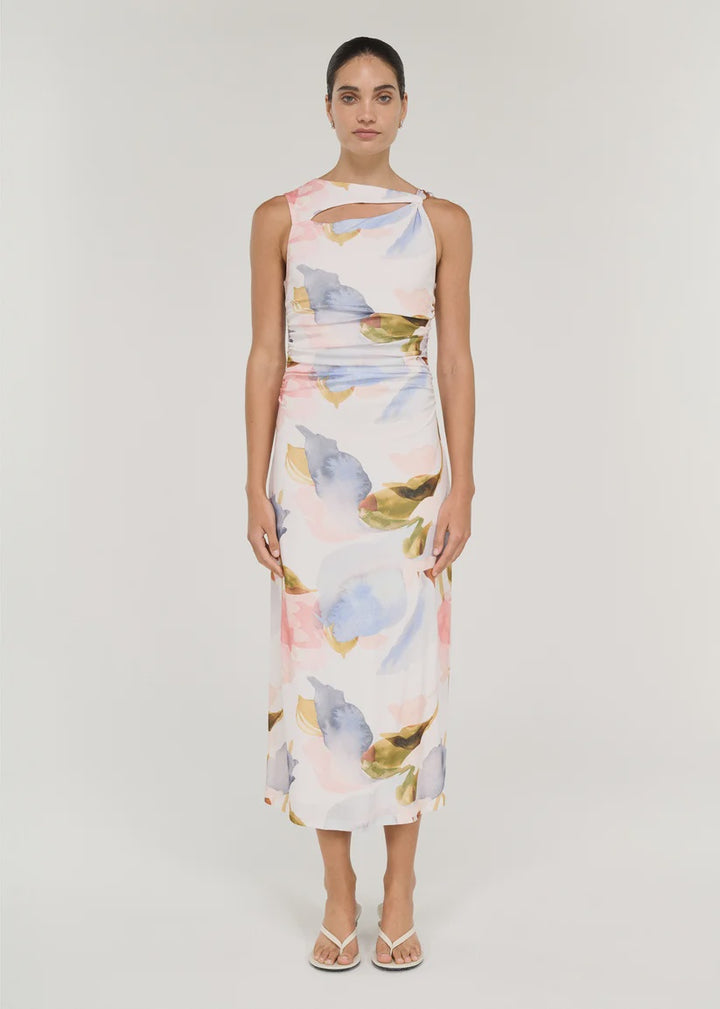Staple The Label Valea Mesh Midi Dress - Watercolour Floral