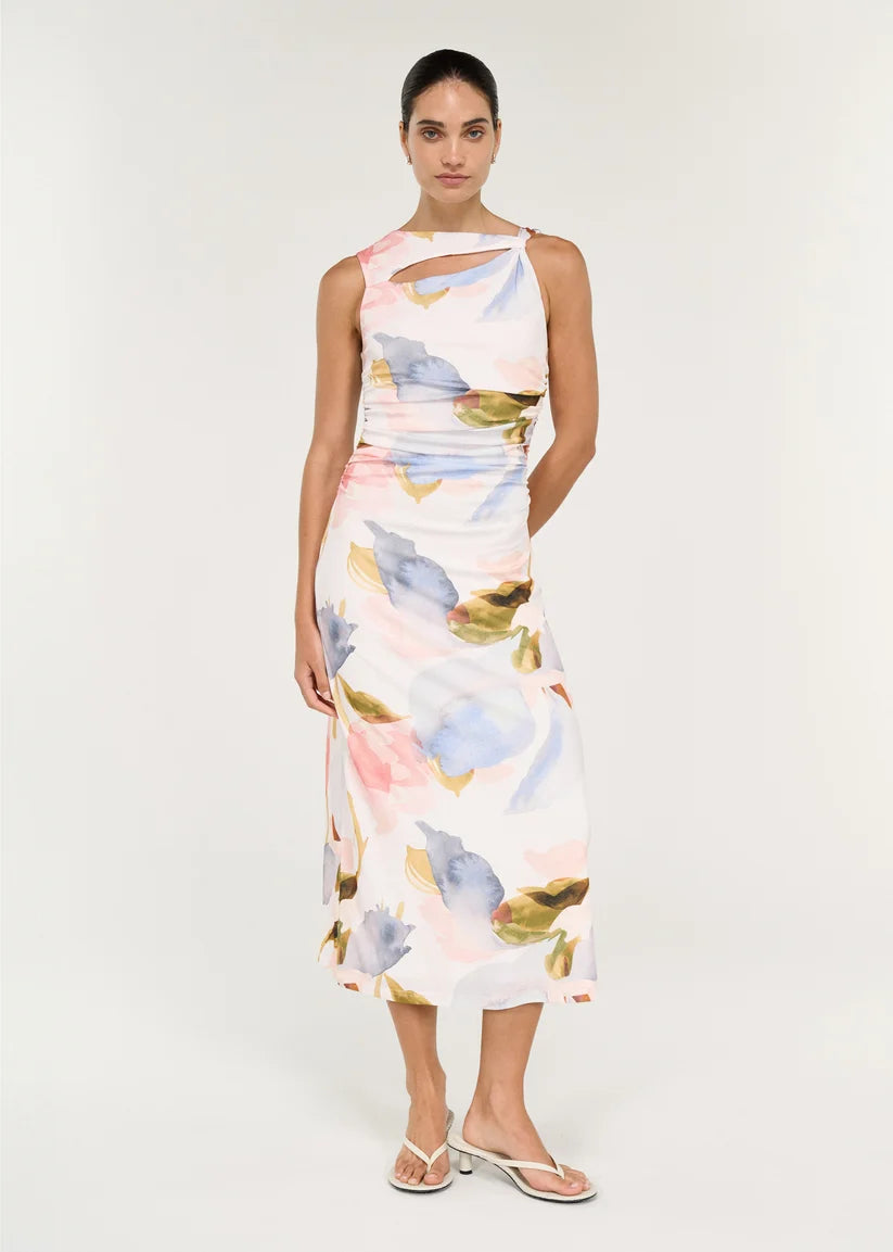 Staple The Label Valea Mesh Midi Dress - Watercolour Floral