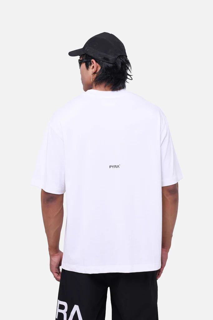 Pyra Stacked Box Logo Tee - White