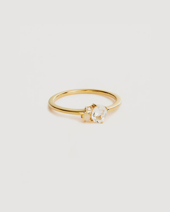 By Charlotte Kindred Birthstone Ring - April/White Topaz - 18k Gold Vermeil