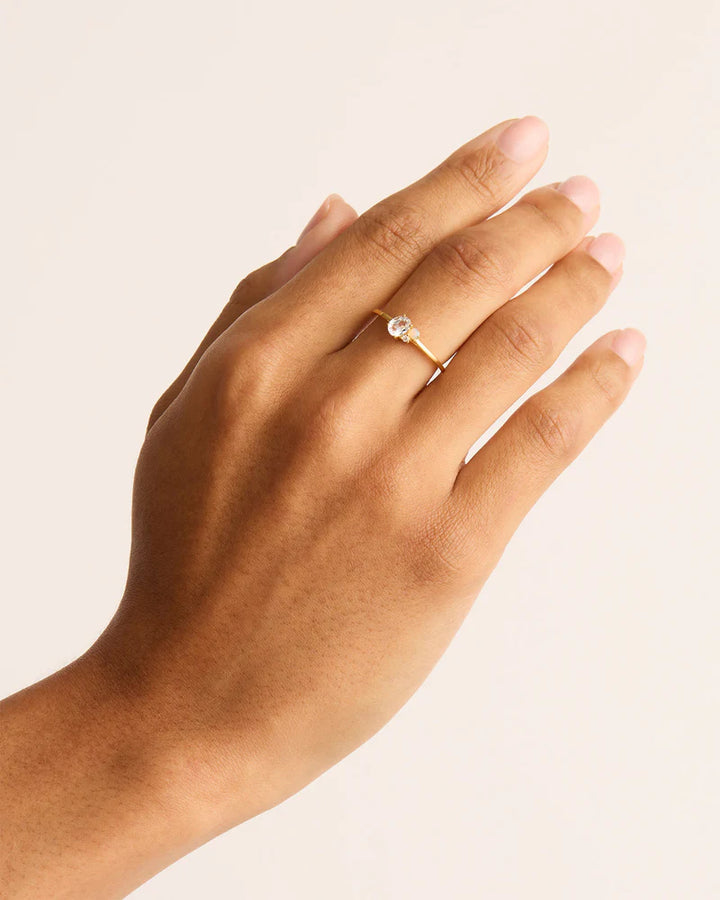 By Charlotte Kindred Birthstone Ring - April/White Topaz - 18k Gold Vermeil