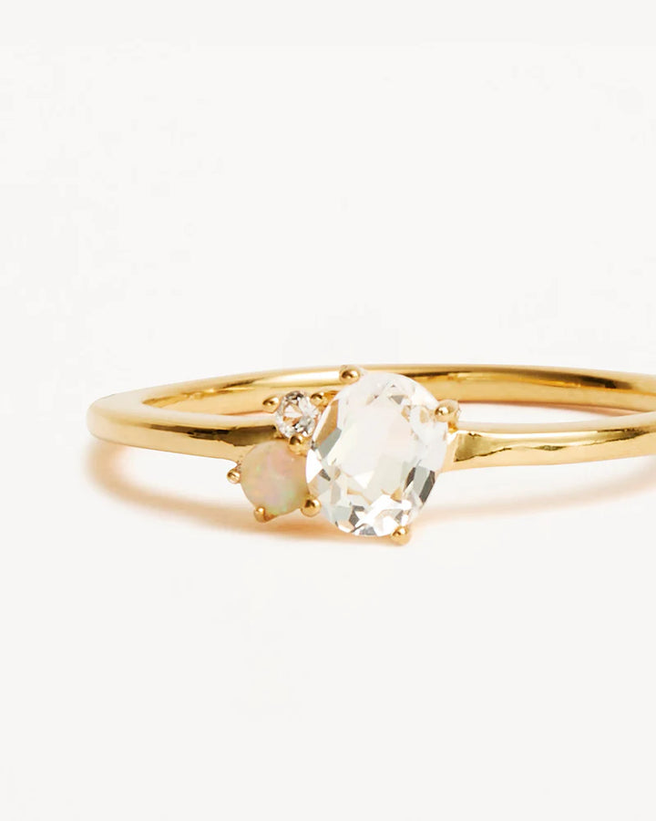 By Charlotte Kindred Birthstone Ring - April/White Topaz - 18k Gold Vermeil