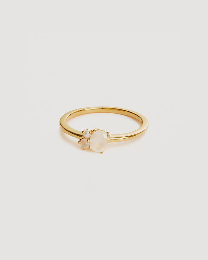 By Charlotte 18k Gold Vermeil Kindred Birthstone Ring - June/Moonstone