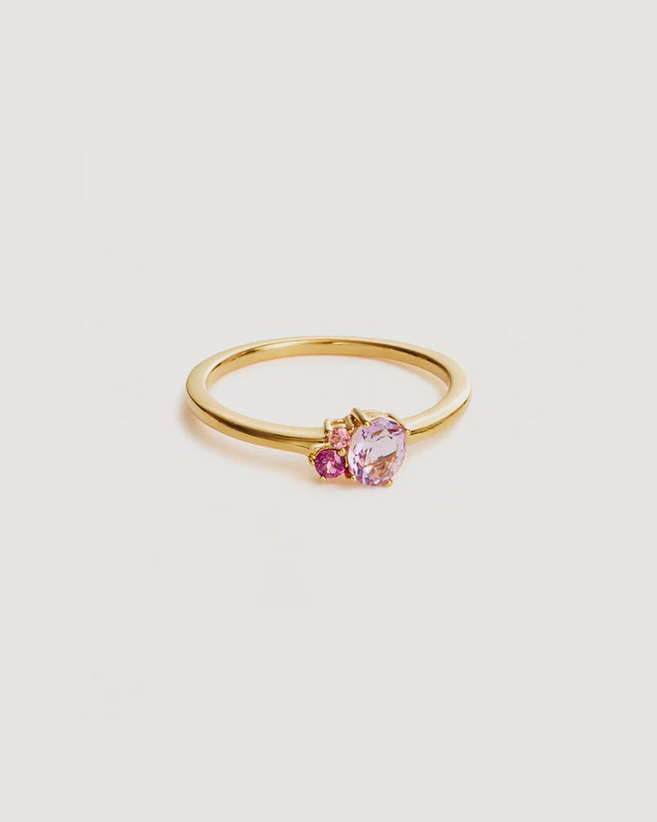 By Charlotte 18k Gold Vermeil Kindred Birthstone Ring - October/Pink Tourmaline