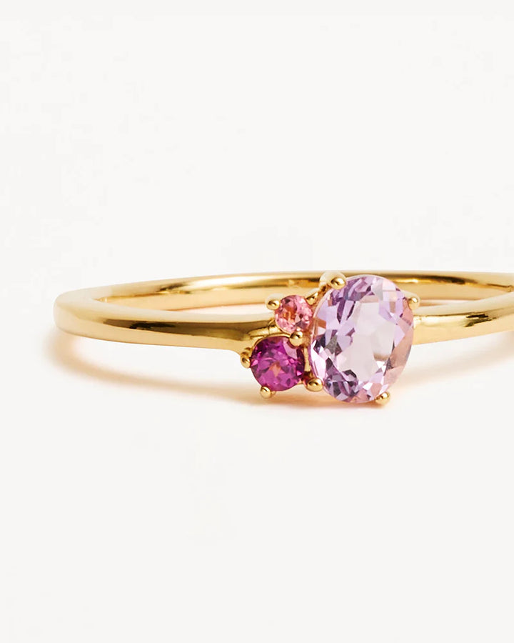 By Charlotte 18k Gold Vermeil Kindred Birthstone Ring - October/Pink Tourmaline