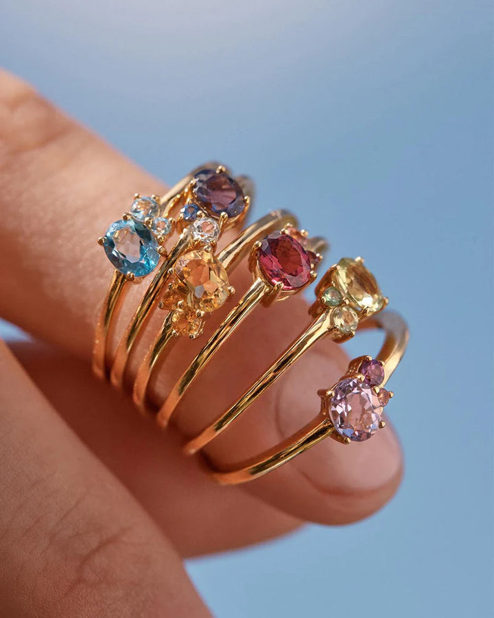 By Charlotte 18k Gold Vermeil Kindred Birthstone Ring - October/Pink Tourmaline