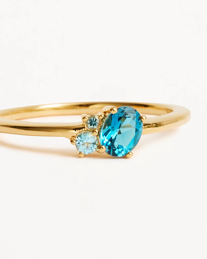 By Charlotte 18k Gold Vermeil Kindred Birthstone Ring December/Blue Topaz