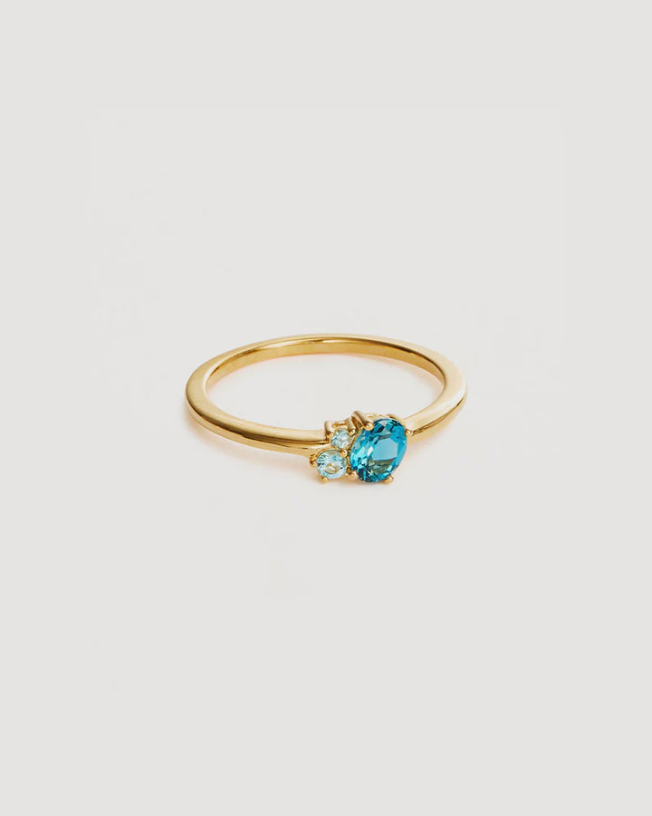 By Charlotte 18k Gold Vermeil Kindred Birthstone Ring December/Blue Topaz