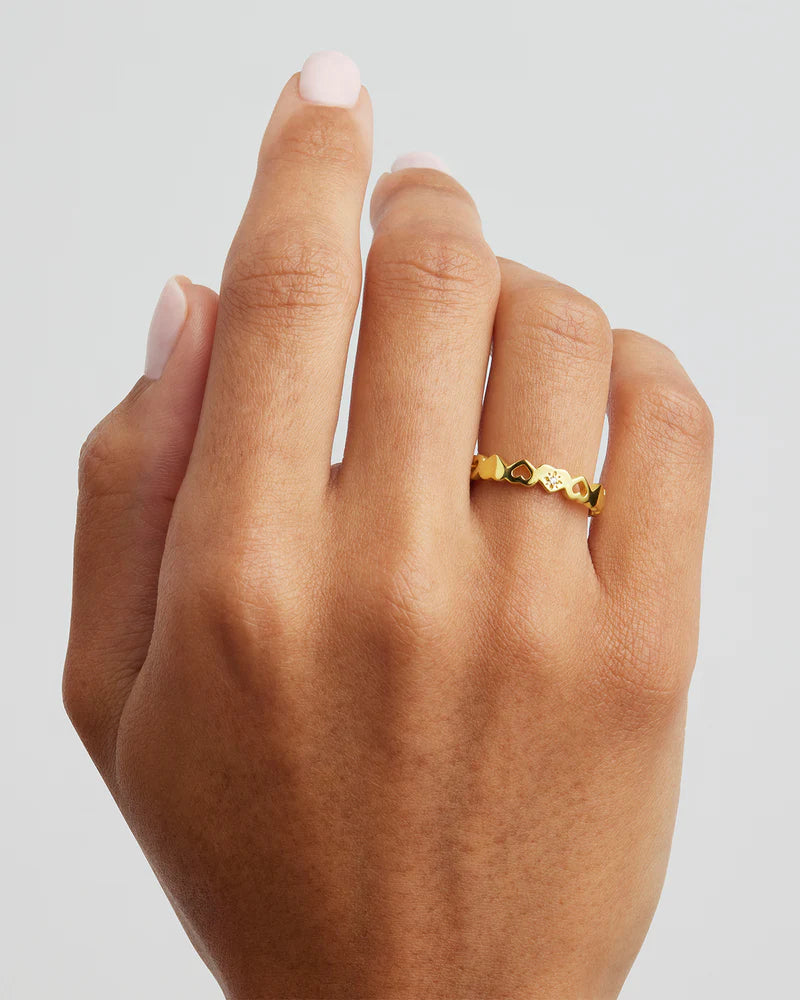 By Charlotte Connected Hearts Ring - 18k Gold Vermeil