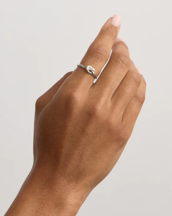 By Charlotte Love Knot Lab Grown Diamond Ring - Sterling Silver