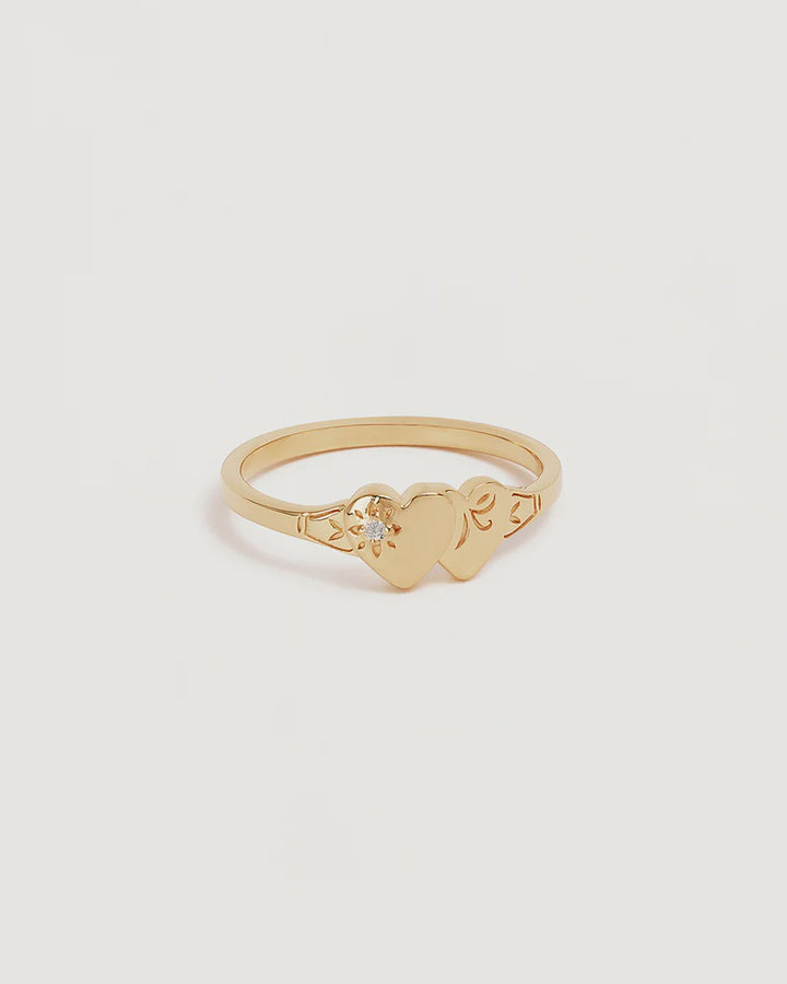By Charlotte Forever Intertwined Heart Signet Ring - 18k Gold Vermeil