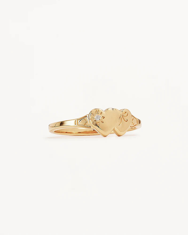 By Charlotte Forever Intertwined Heart Signet Ring - 18k Gold Vermeil