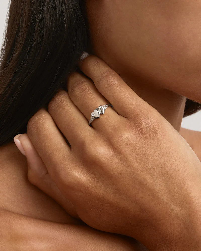 By Charlotte Forever Intertwined Heart Signet Ring - Sterling Silver