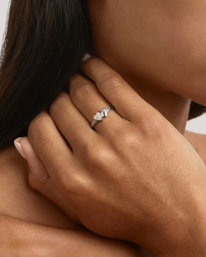 By Charlotte Forever Intertwined Heart Signet Ring - Sterling Silver