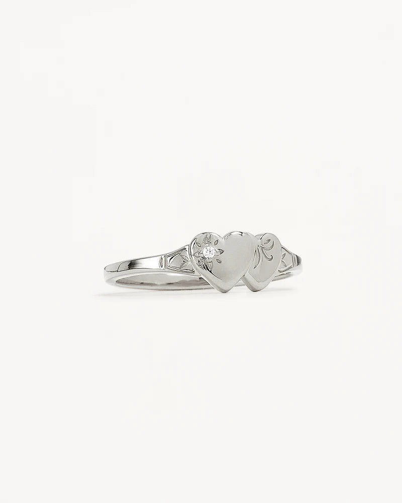 By Charlotte Forever Intertwined Heart Signet Ring - Sterling Silver