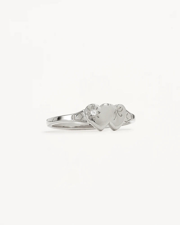 By Charlotte Forever Intertwined Heart Signet Ring - Sterling Silver