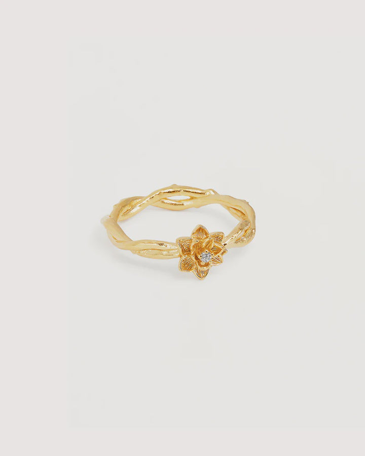 By Charlotte 18k Gold Vermeil Bloom Within Lotus Ring