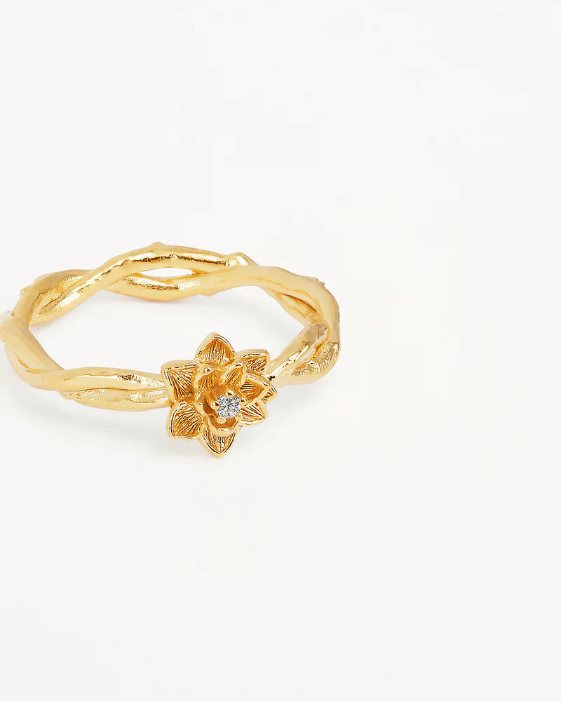 By Charlotte 18k Gold Vermeil Bloom Within Lotus Ring
