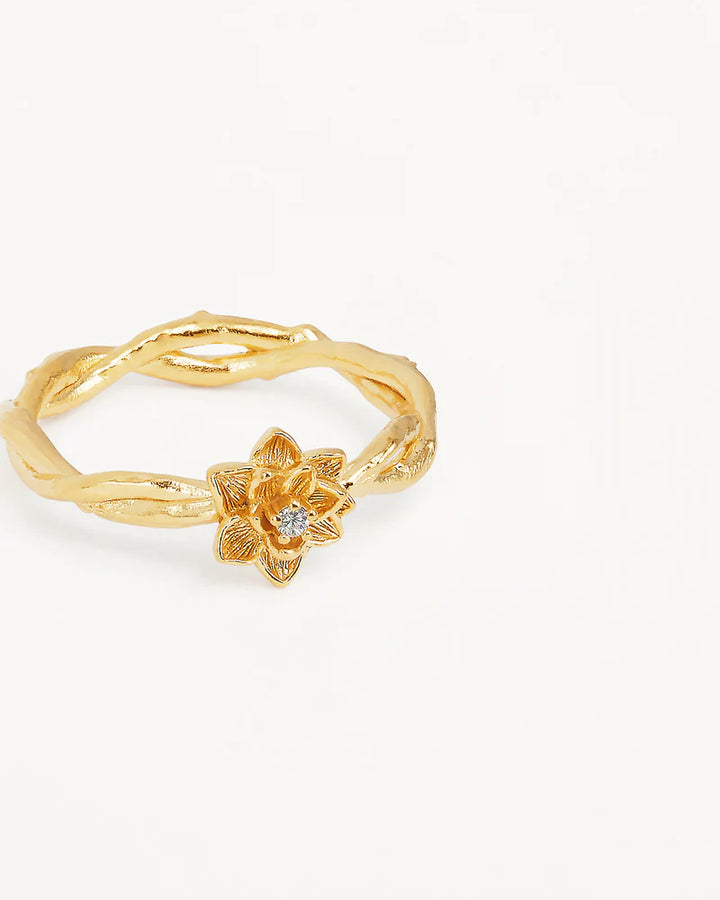 By Charlotte 18k Gold Vermeil Bloom Within Lotus Ring