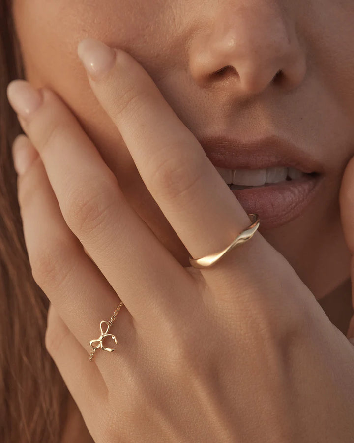 By Charlotte Forever More Chain Bow Ring 18K Gold Vermeil