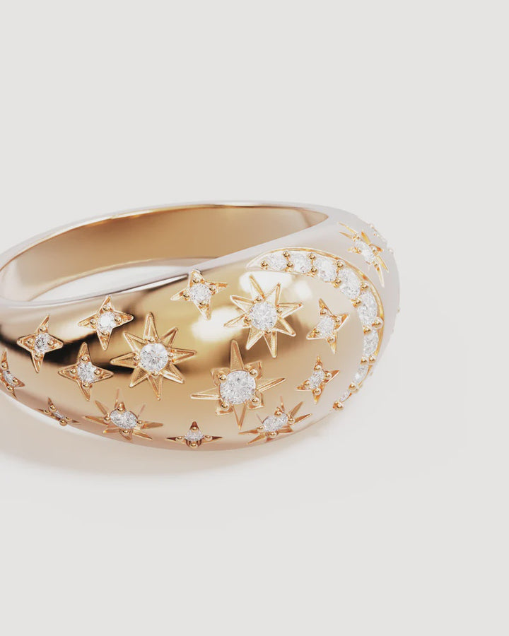 By Charlotte My Moon and Stars Ring - 18k Gold Vermeil