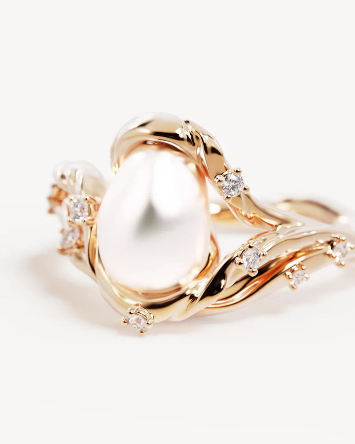 By Charlotte Dive Into Serenity Pearl Ring - 18k Gold Vermeil