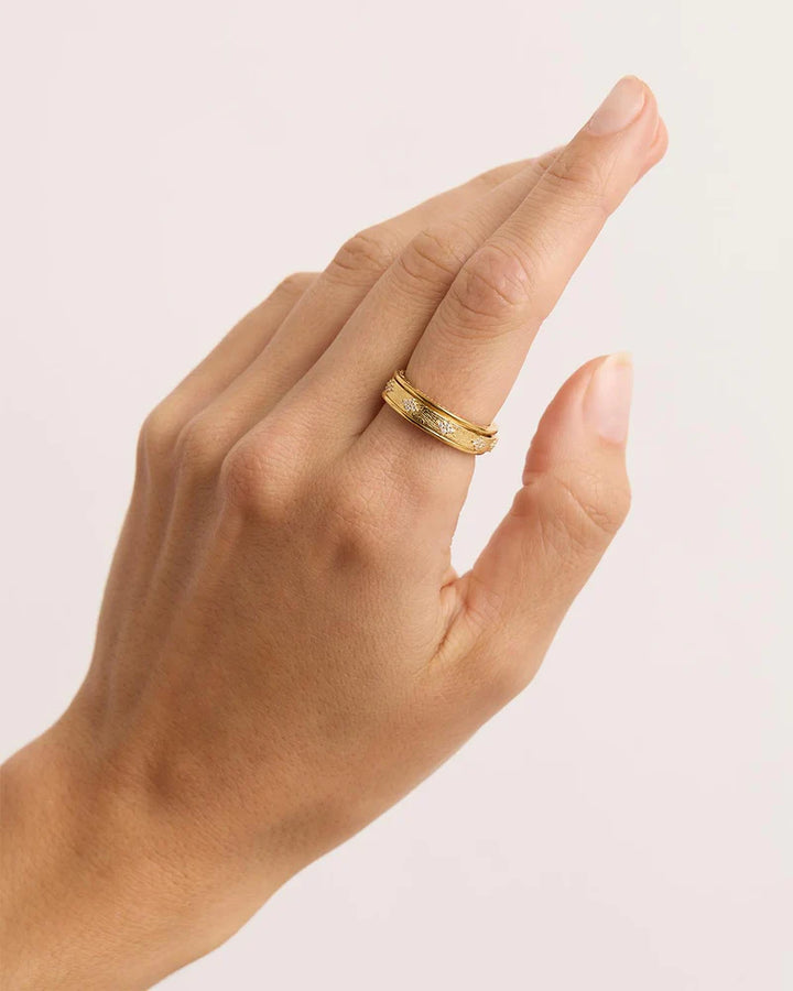 By Charlotte 18k Gold Vermeil Breathe Spinning Meditation Ring