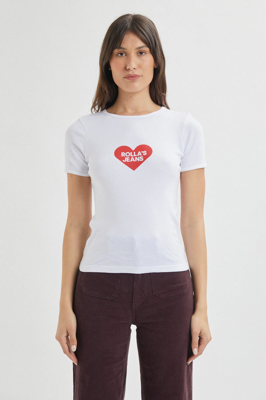 Rolla's Baby Rib Tee I Heart - White