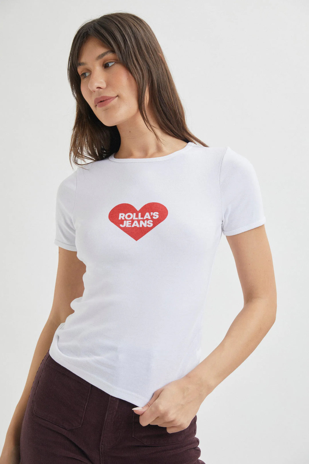 Rolla's Baby Rib Tee I Heart - White