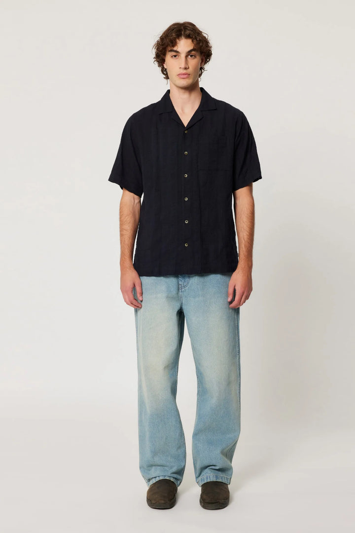 Rolla's Bowler Seersucker Shirt - Black