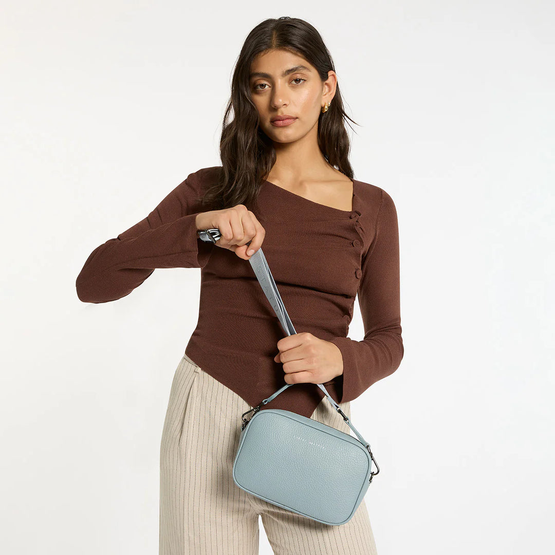 Status Anxiety Crossbody Plunder Bag with Webbed Strap - Powder Blue