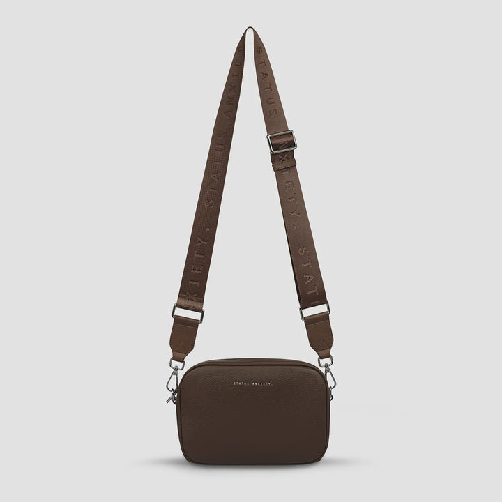 Status Anxiety Crossbody Plunder Bag with Webbed Strap - Cocoa