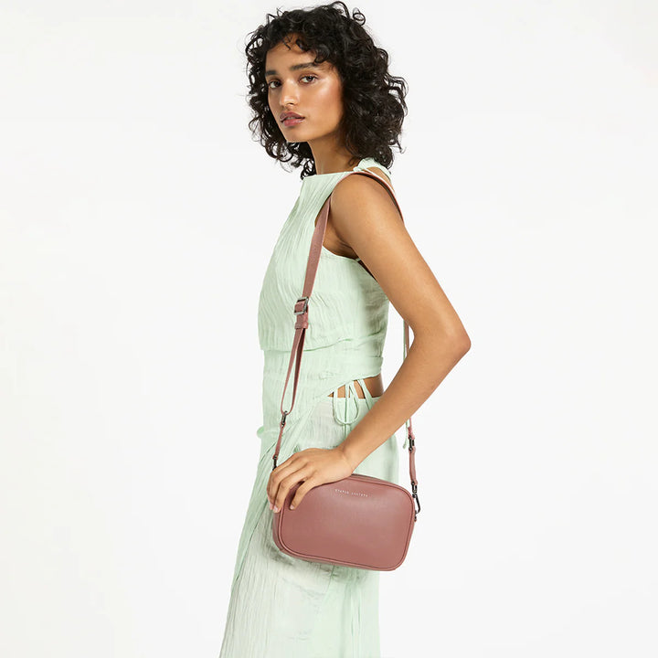 Status Anxiety Crossbody Plunder Bag with Webbed Strap - Dusty Rose