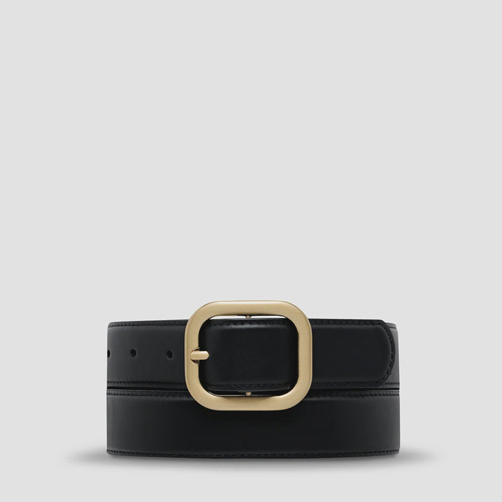 Status Anxiety Falling Quiet Belt - Black Nappa/Gold