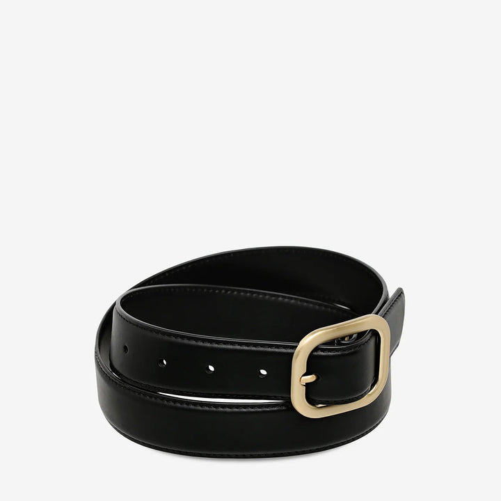 Status Anxiety Falling Quiet Belt - Black Nappa/Gold