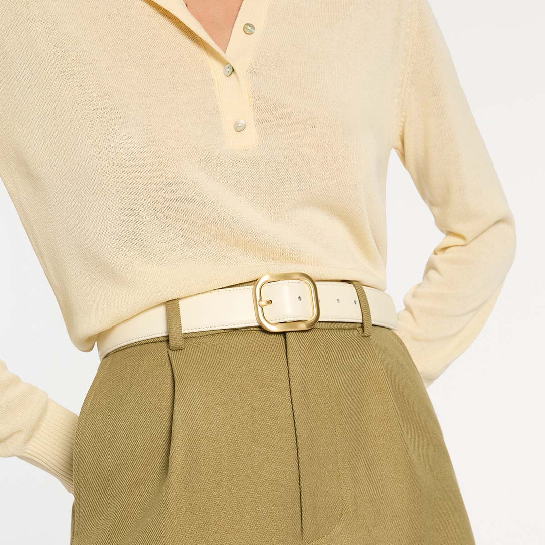 Status Anxiety Falling Quiet Belt - Ivory Nappa/Gold