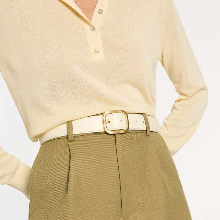 Status Anxiety Falling Quiet Belt - Ivory Nappa/Gold