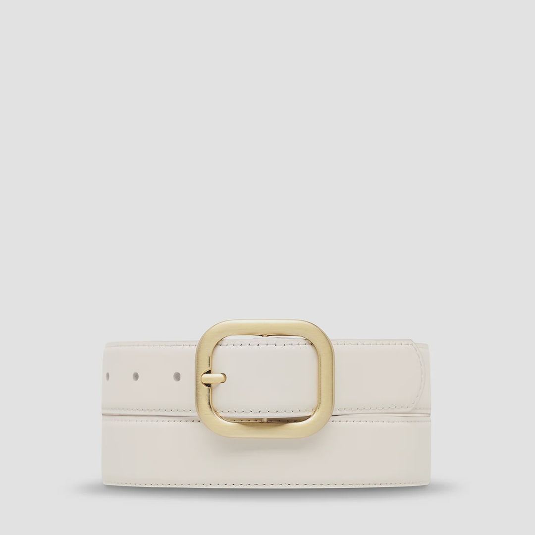 Status Anxiety Falling Quiet Belt - Ivory Nappa/Gold