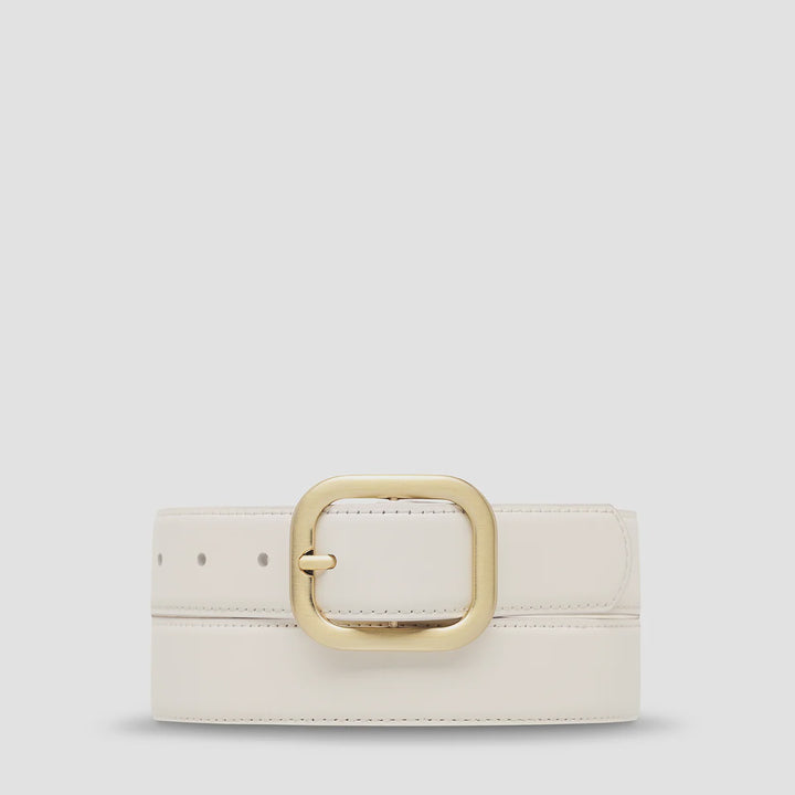 Status Anxiety Falling Quiet Belt - Ivory Nappa/Gold