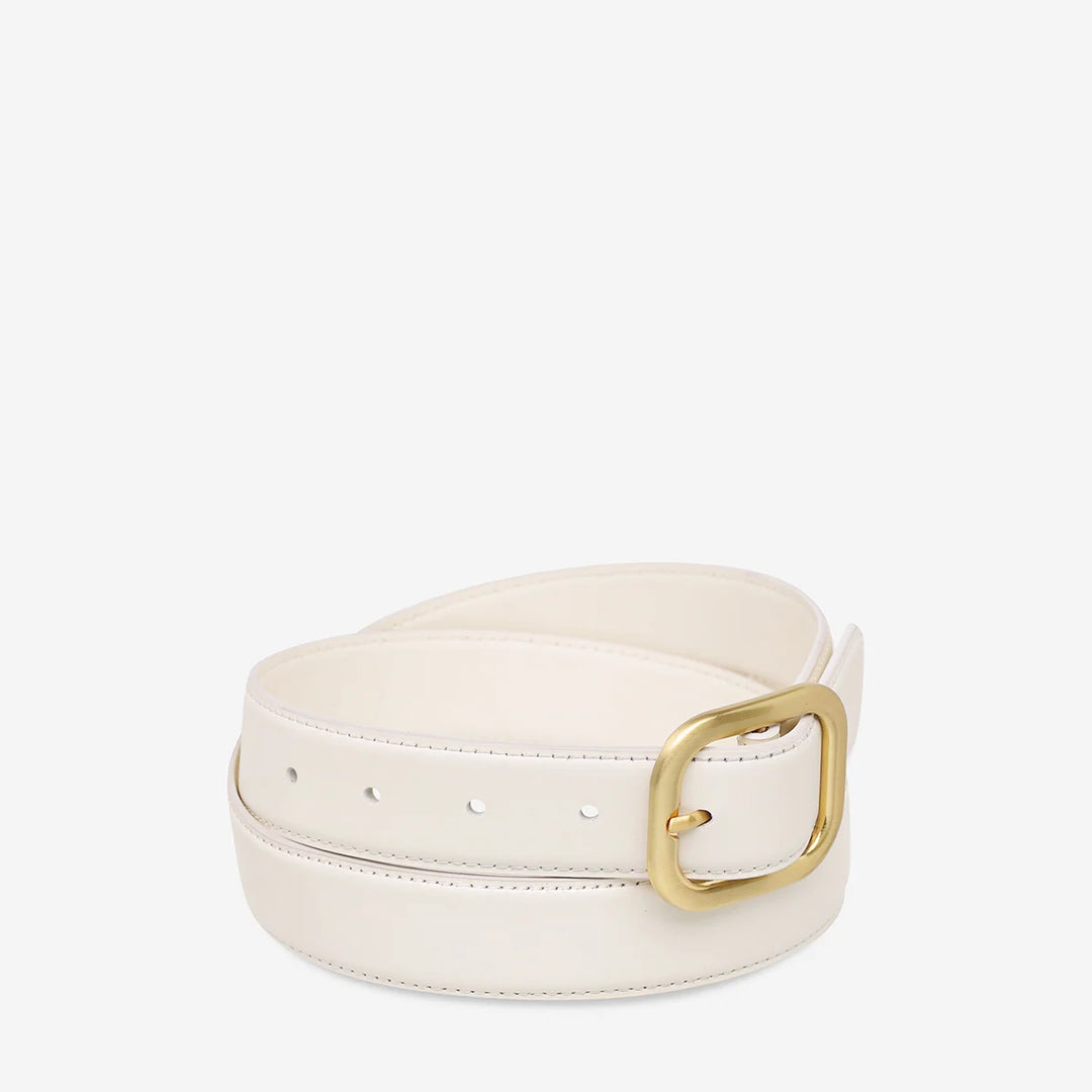 Status Anxiety Falling Quiet Belt - Ivory Nappa/Gold