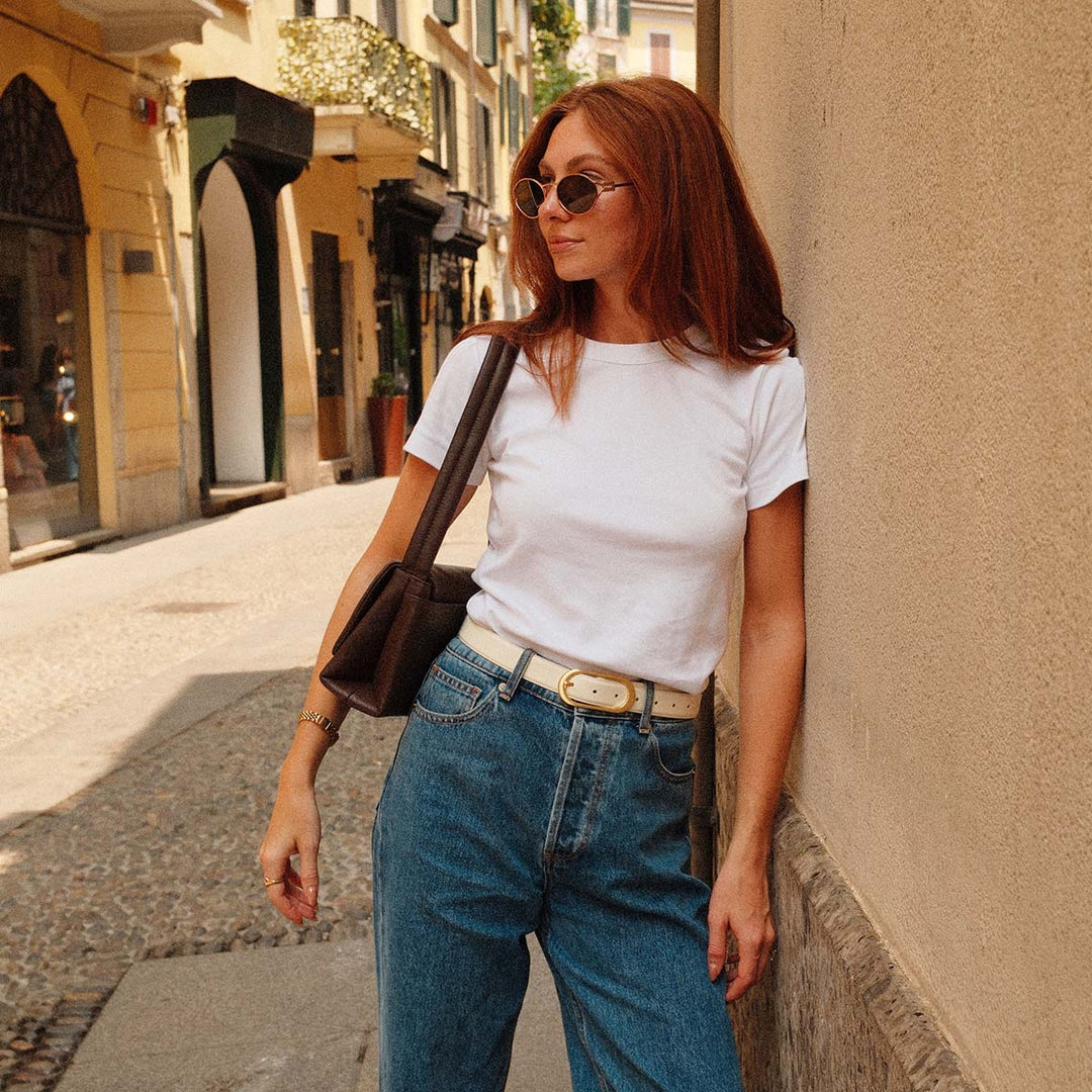 Status Anxiety Final Loop Belt-Ivory Nappa/Gold