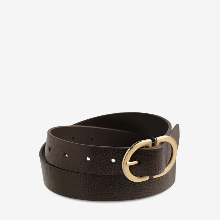 Status Anxiety In Reverse Belt - Chocolate/Gold