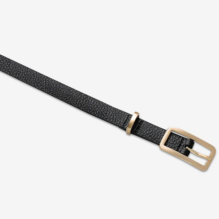 Status Anxiety Muse Leather Belt - Black/Gold