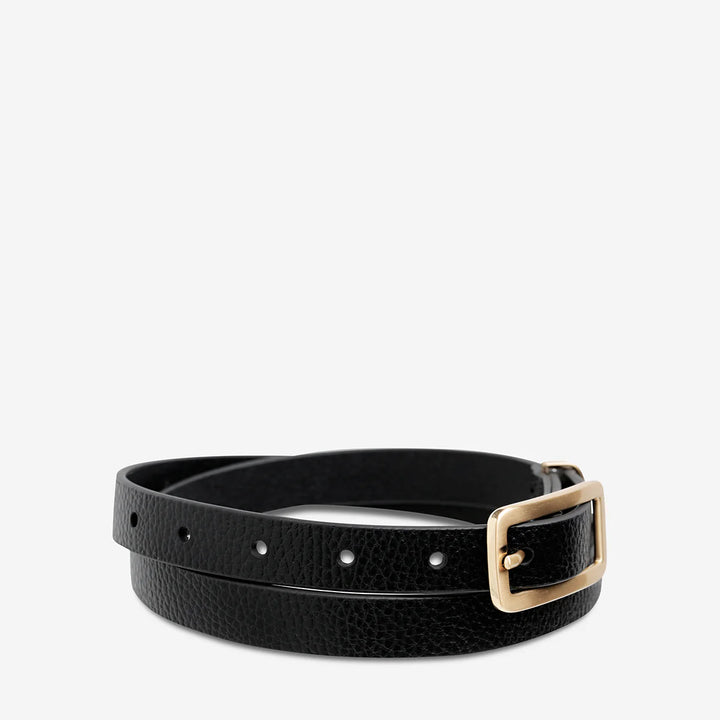 Status Anxiety Muse Leather Belt - Black/Gold