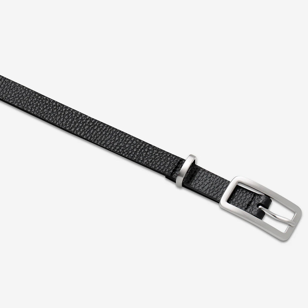 Status Anxiety Muse Leather Belt - Black/Silver